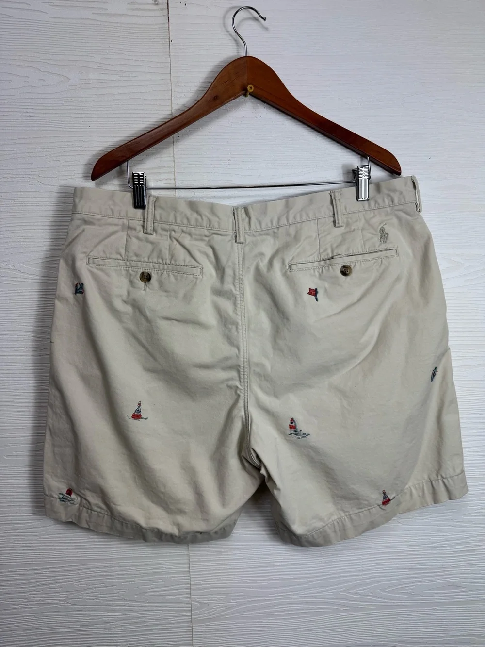 Polo Ralph Lauren Mens Beige Ocean Sailing Chino Classic Fit Shorts Size 38